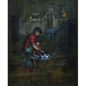 Zahid Saleem, 13 x 16 Inch, Acrylic on Canvas, Figurative Painting, AC-ZS-093